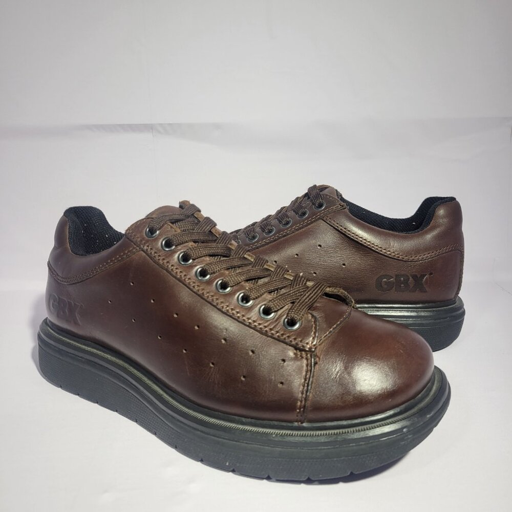 GBX 316301 Men's US Size 10M Brown Leather Lace Up Round Toe Sneaker Shoes - Picture 6 of 11